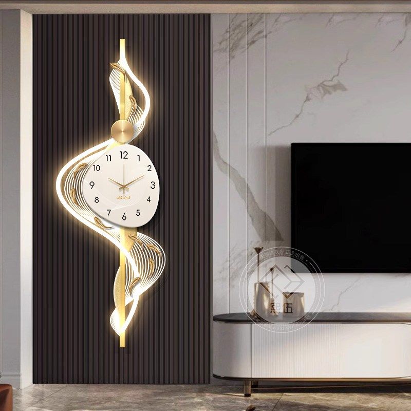 九鱼图客厅钟表玄关装饰画电视格栅背景墙高级感时钟壁灯挂画,家居饰品,现代装饰画,淘宝优惠券,粉丝福利购,淘宝优惠卷