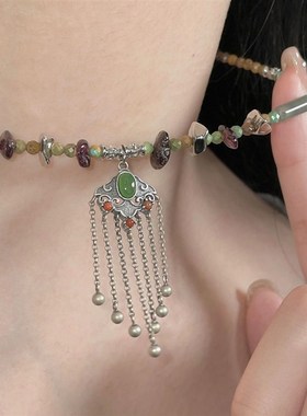 民族风如意流苏锁全新中式国风复古项链L女小众设计高颜值锁骨链