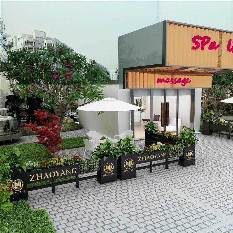 户外铁艺围栏栅栏长条型花盆咖啡厅餐厅屏O风隔断装饰花箱花槽