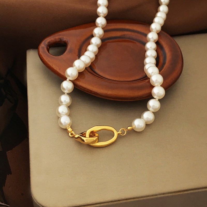 法式优雅仿施家正圆珍珠项链高级感小众颈H链气质新款毛衣链女205