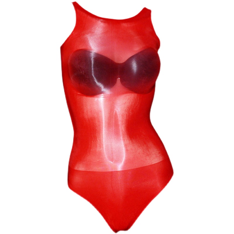 带头套泳衣c式丝袜连身袜女背心式油亮连体袜男三角裤+包手袖套装