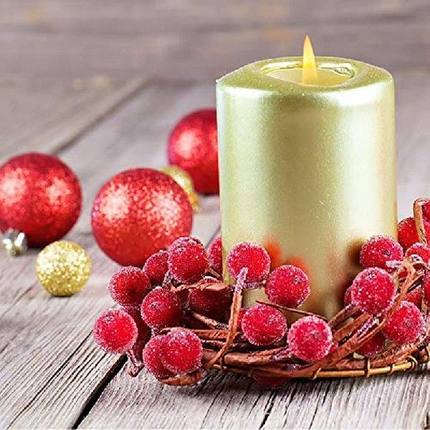 网红40PCS Mini Artificial Berry Vivid Red Holly Berry Beauti