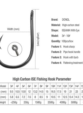 DONQL 50/100pcs Fishing Hooks Set Single Circle Fishhook Fly