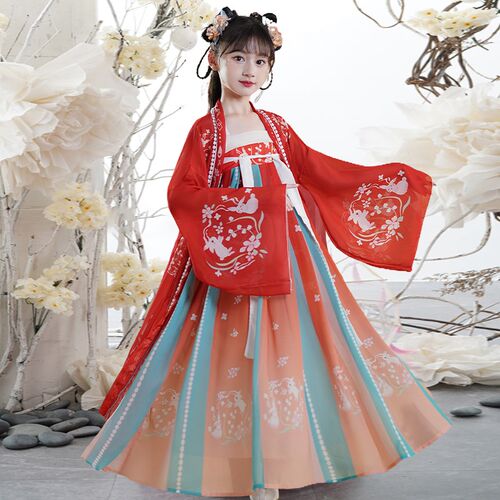 新品新款汉e服女童齐胸襦裙春夏款中国风唐装超仙连衣裙儿童古装
