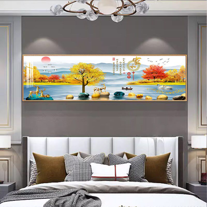 卧室墙面装饰画现代简约客厅沙发背景壁画晶瓷画宾馆酒店床头挂画