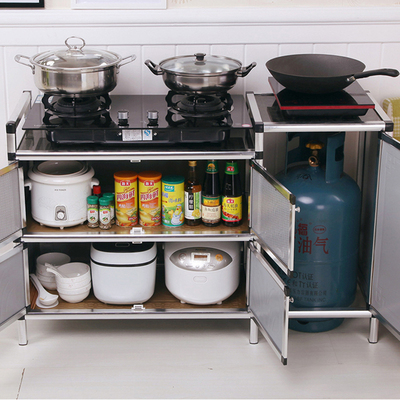 厨房柜子橱柜简易组装多功能碗柜不锈钢收纳柜子餐边柜灶台架子柜