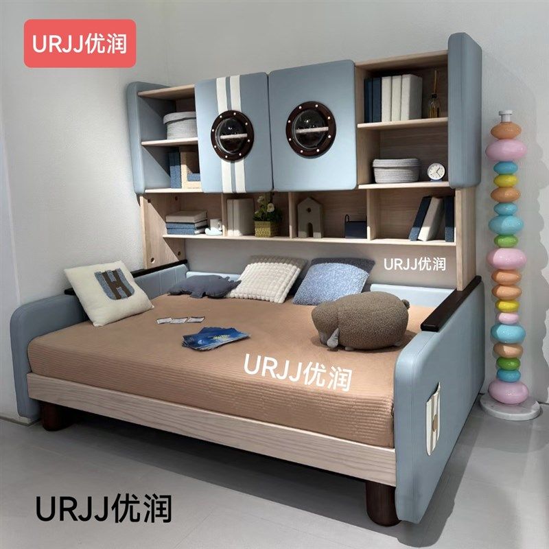全实木儿童衣柜床一体小户型家用卧室储物男孩女孩小房间床带柜子