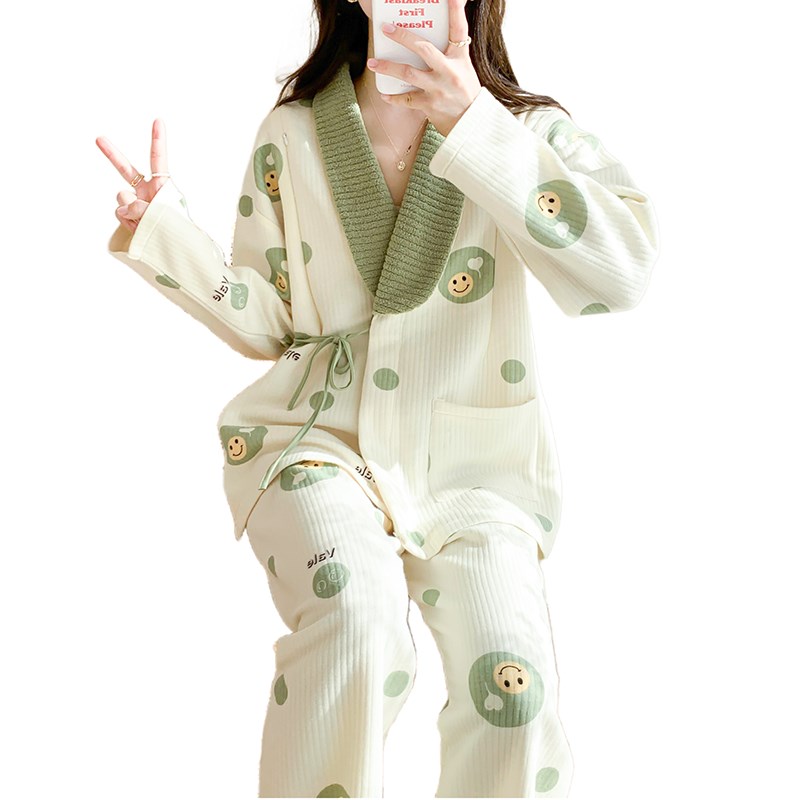 空气棉孕妇睡衣冬季纯棉产後哺乳两件套月子服春秋怀孕期产妇家居