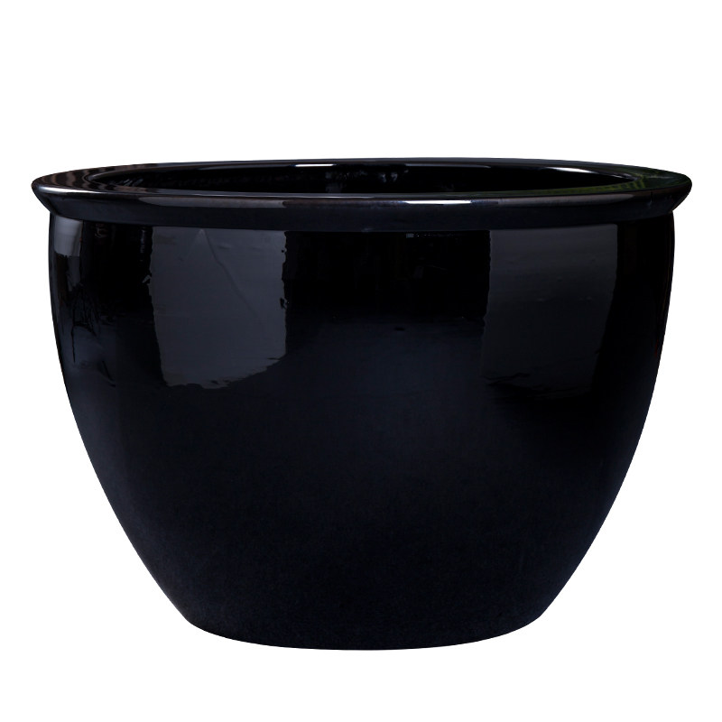 黑色釉特大号陶瓷花盆大型庭院种树缸g睡莲养鱼大水缸酒店种植盆