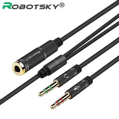 Jack 3.5mm Audio Cable Headphone Microphone Splitter 2 Male