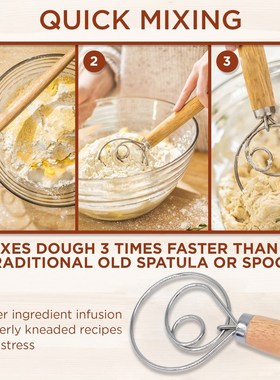 WALFOS Stainless Steel Danish Dough Whisk Blender Cake Bread