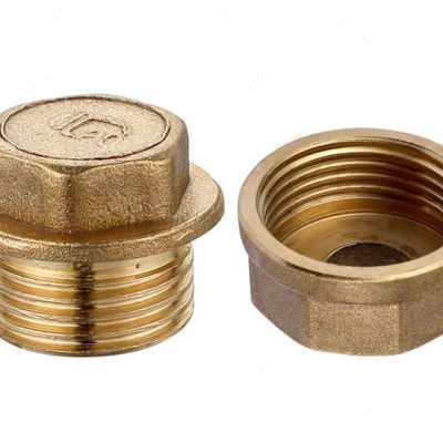 新黄铜螺帽封头水管塞盖r封洞塞子密堵管子头帽配件盖Y子外丝堵帽