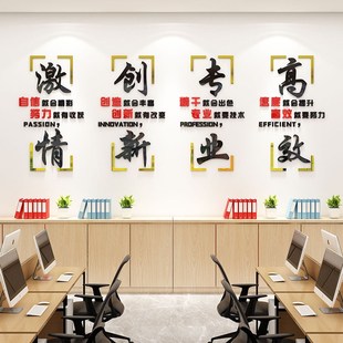 企业文化墙设计定制办公室墙面装饰公司员工团队激励志标语墙贴纸