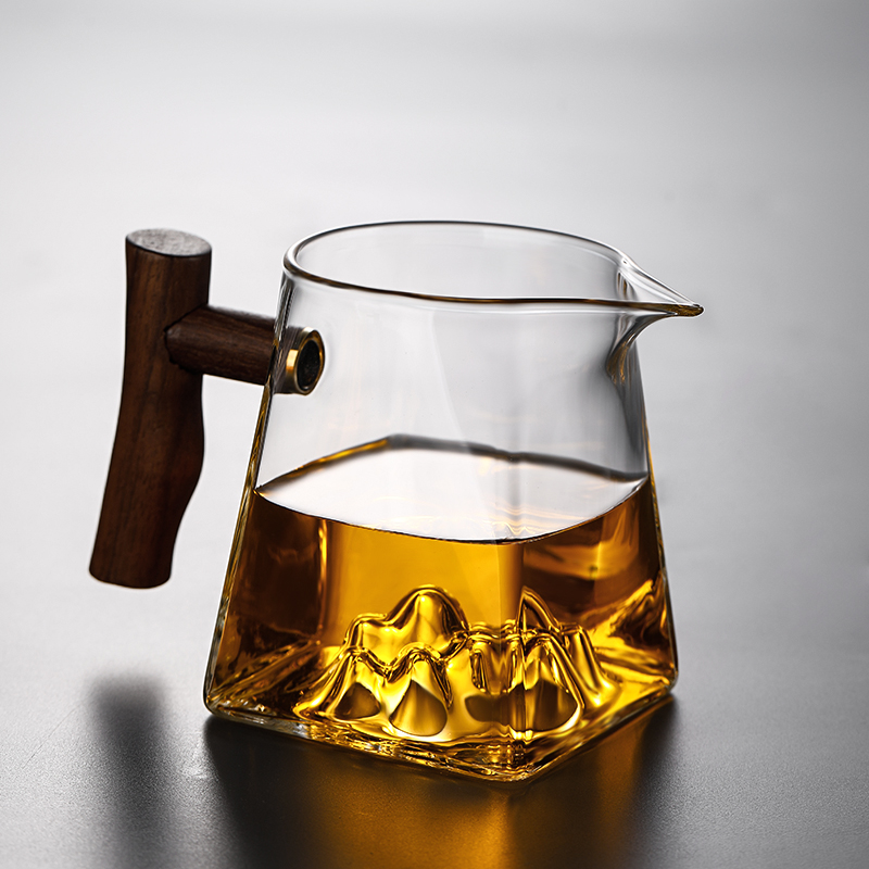 玻璃公道杯加厚带手柄泡茶公杯茶滤一体耐高温茶具配件高档分茶器