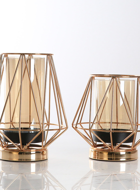 美式轻奢创意装饰金属花瓶摆件烛台摆设客厅家居插花玄关餐桌花器