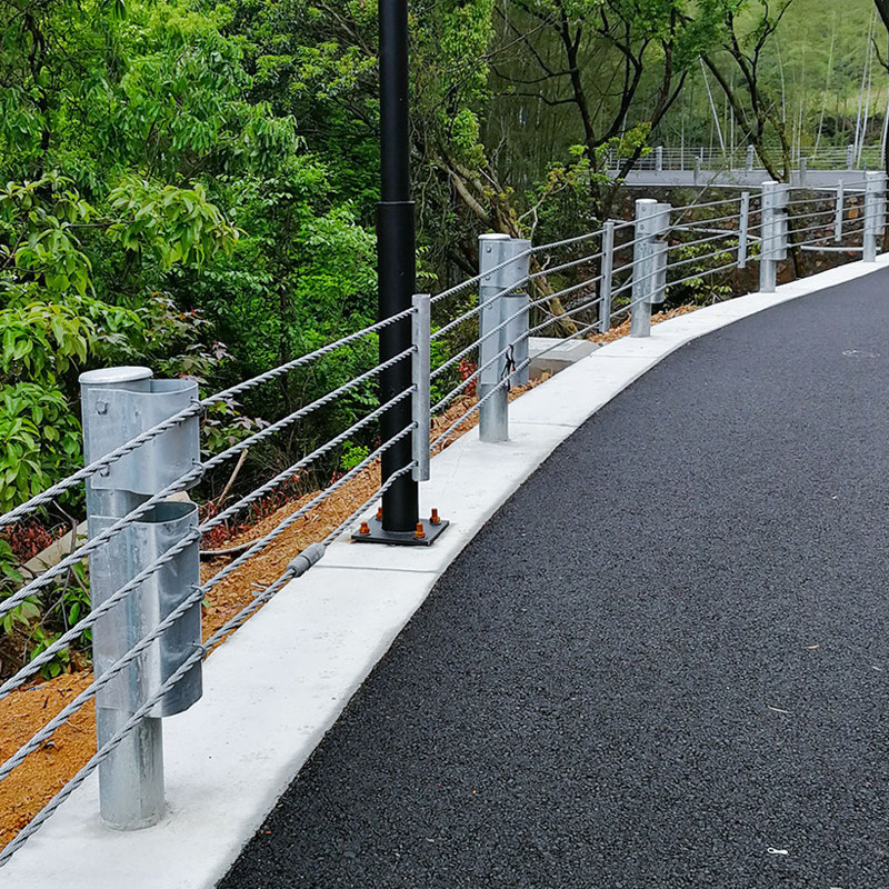 道路不锈钢绳索护栏山区公v路两侧防撞栏景区河道钢丝绳安全隔离