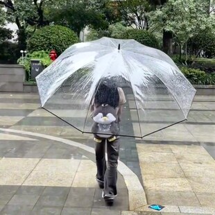 超大号透明雨伞长柄搞笑创意晴雨伞三到五人抗风加固超厚暴雨专用