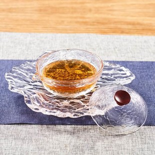 茶杯垫壶托果盘功夫茶具配件茶点盘 水晶玻璃壶承小茶盘干泡台日式