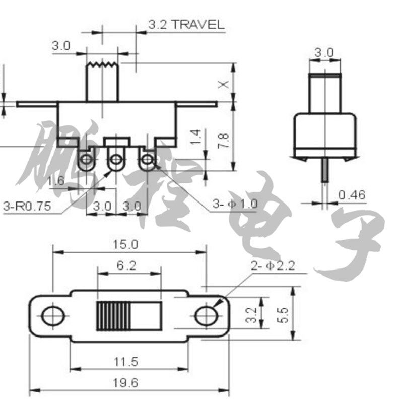 现货玩具配件 拨g动开关2档3脚 SS-12F15/SS-12F16(100个)柄高随
