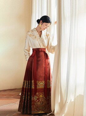 新中式女装汉服20m23新款敬酒服明制红色马面裙婚服半身裙套装秋