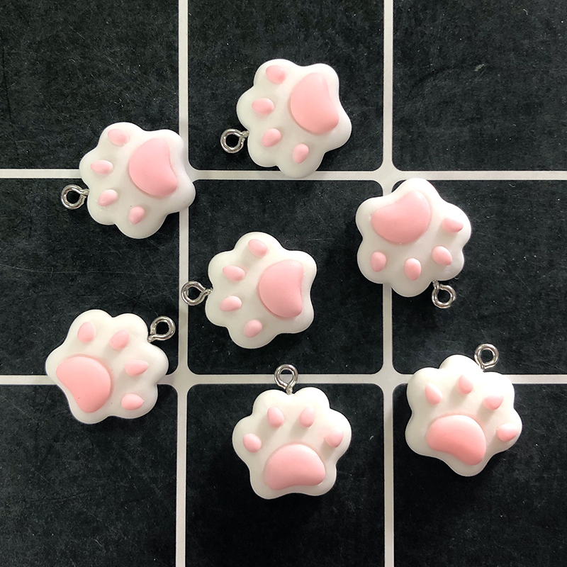 速发10pcs Cute Pink Cat Claw Resin Charms DIY Cartoon Animal