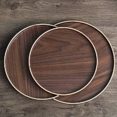 速发Solid Wood Pallet Walnut Color Round 21-37cm Multifuncti