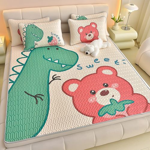 夏季儿童天然乳胶凉席母婴a类三件套冰丝席子单人学生宿舍可水洗