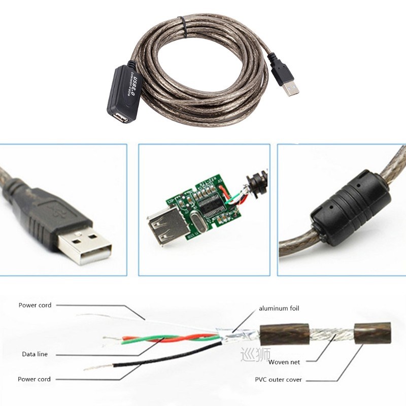15M/10M/5M USB 2.0 Extension Cable High Speed Male To Female