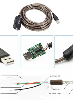 15M/10M/5M USB 2.0 Extension Cable High Speed Male To Female