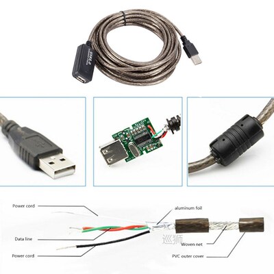15M/10M/5M USB 2.0 Extension Cable High Speed Male To Female