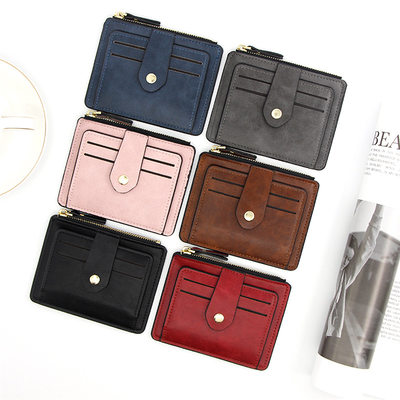 速发Women Slim Card Holder Wallet Men Mini Wallets Zipper Ca