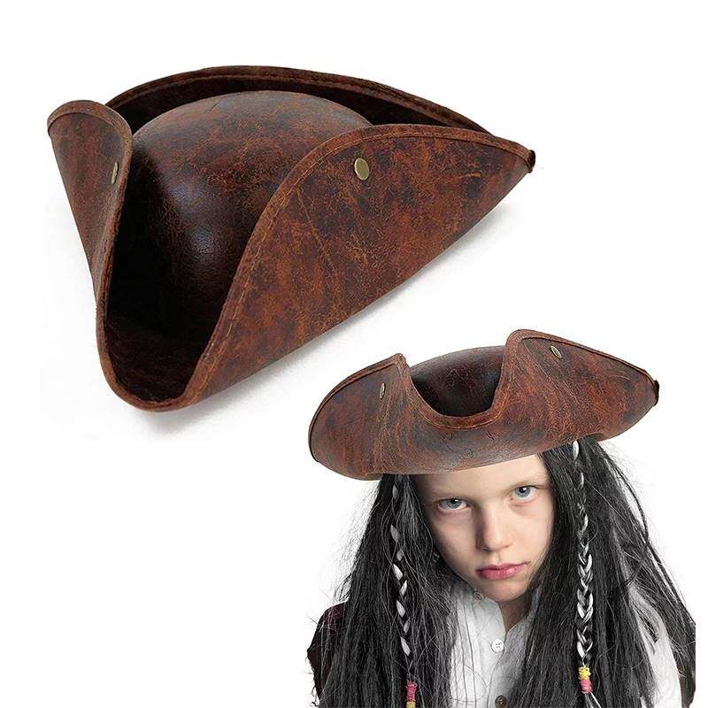 推荐pirate tricorn hat 加勒比海盗三角帽皮革海盗杰克船长帽