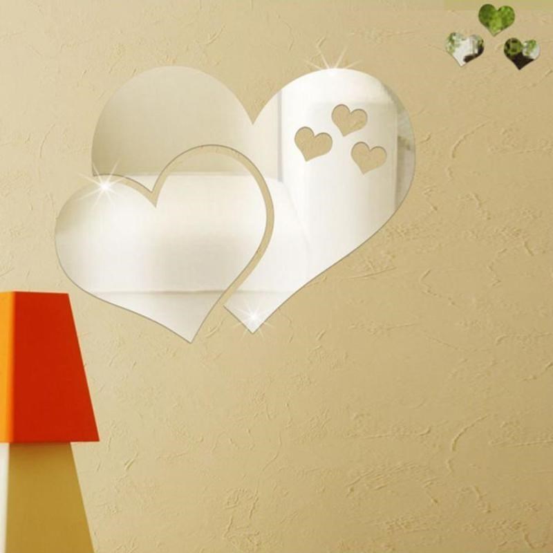 新品DIY Love Heart Shape Mirror Wall ers 2019 Vinyl Art Mura