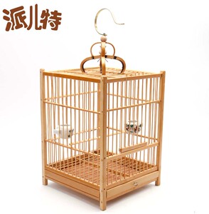 四方绣眼 小笼子 手工竹笼上层清漆锈眼金丝雀文化公园鸟笼黄腾鸟