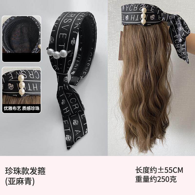 高档半套发箍假发头体式挂耳丝韩式头箍一头带饰可拆卸懒人微卷长