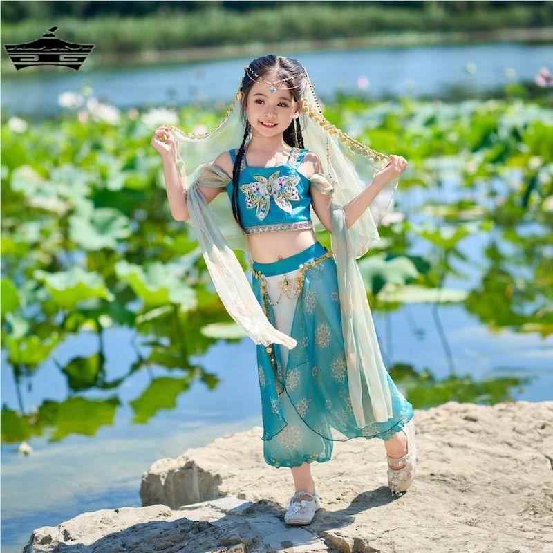 敦煌飞天汉服西域公主女 童异域风情乐鼓服装儿童古典舞蹈演出服