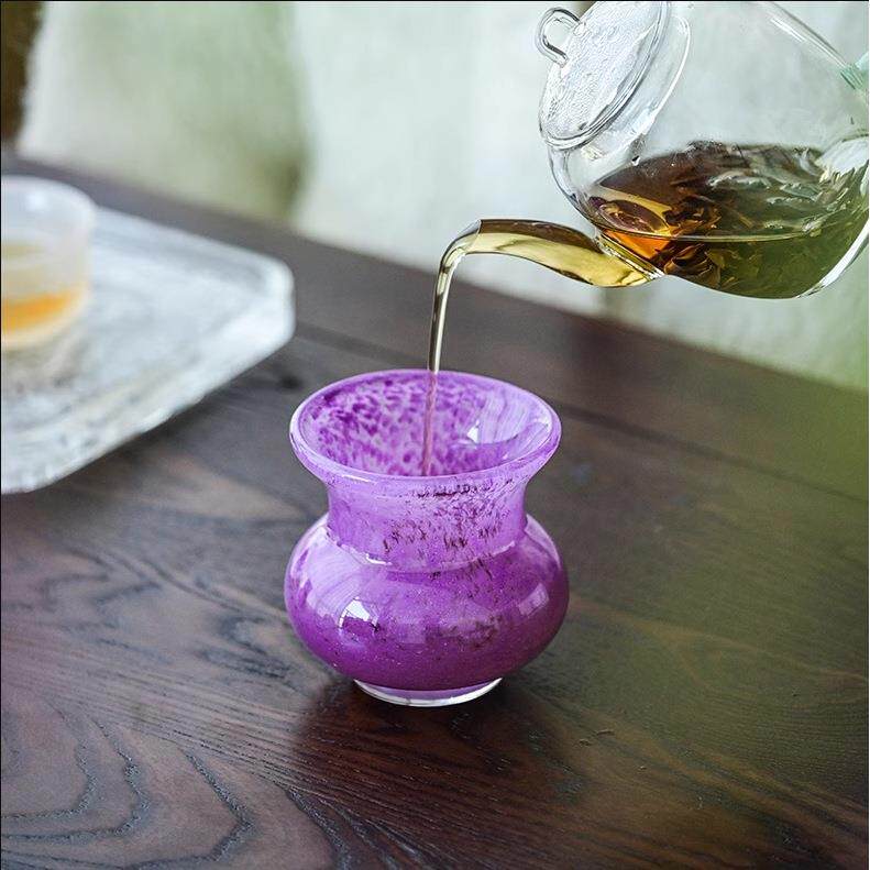 日式水晶玻璃建水小号茶洗茶具配件水盂茶渣缸废水渣斗笔洗烟灰缸