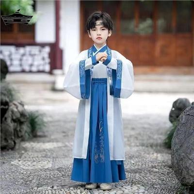 2025儿童古装汉服男童国学服女童中国风小学生书童服装三字经演出