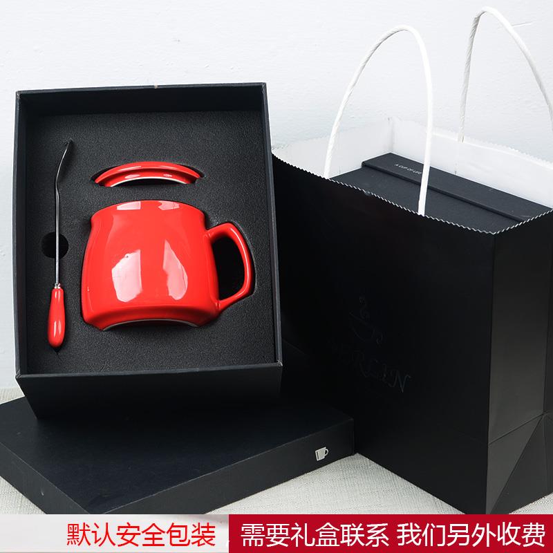 创意陶瓷大肚牛奶杯大容量家用燕麦片碗带盖勺早餐杯可微波炉加热
