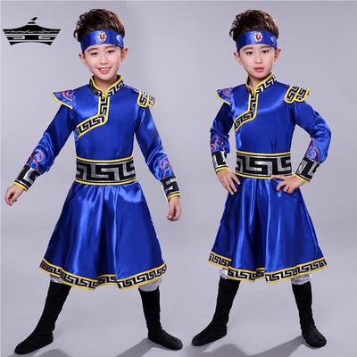 儿童演出服少数民族服装蒙古族男童蒙古袍藏族舞蹈蒙族表演服套装