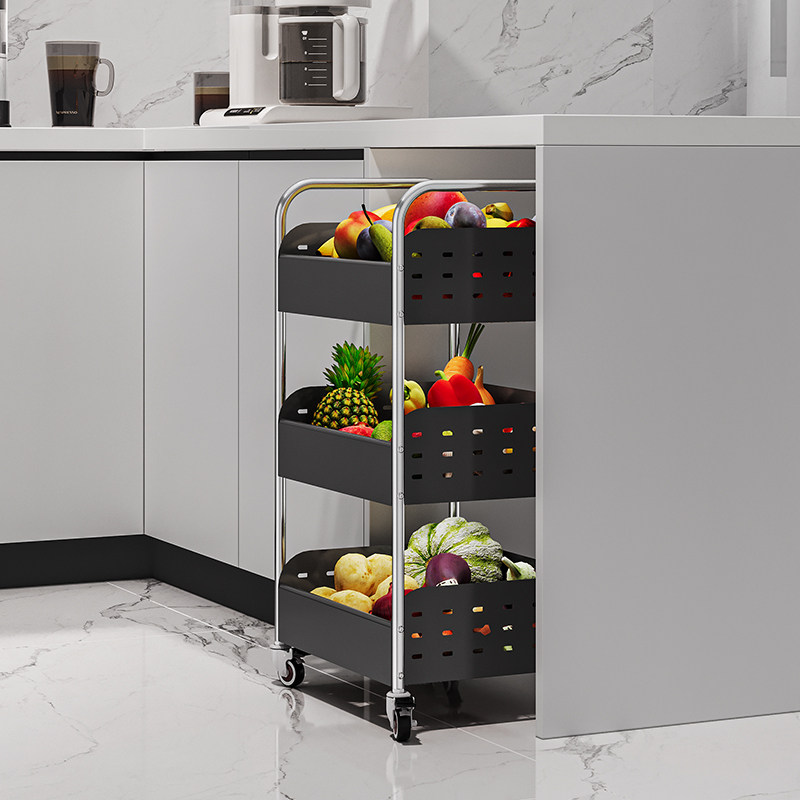 厨房菜篮子落地多层三层不锈钢橱柜下蔬菜置物架桌底放果蔬收纳架,收纳整理,整理架/置物架/收纳架,淘宝优惠券,粉丝福利购,淘宝优惠卷