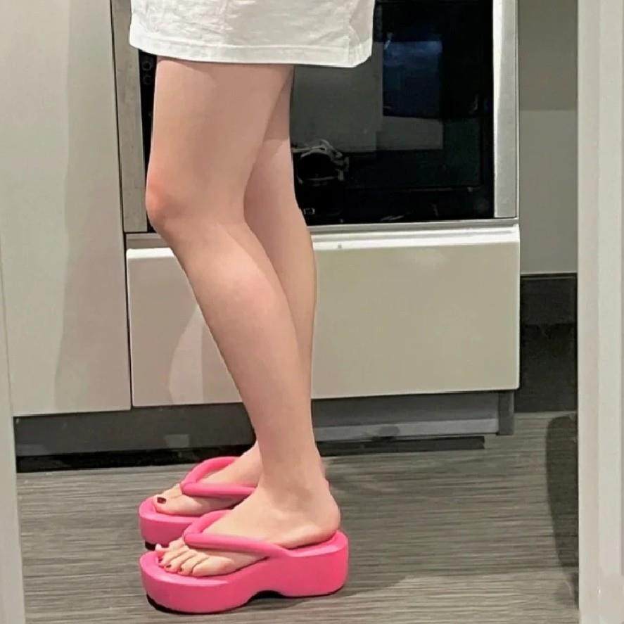 人字拖女夏鞋厚底外穿增高坡跟凉拖鞋思踩屎感粉色0508d,女鞋,人字拖,淘宝优惠券,粉丝福利购,淘宝优惠卷