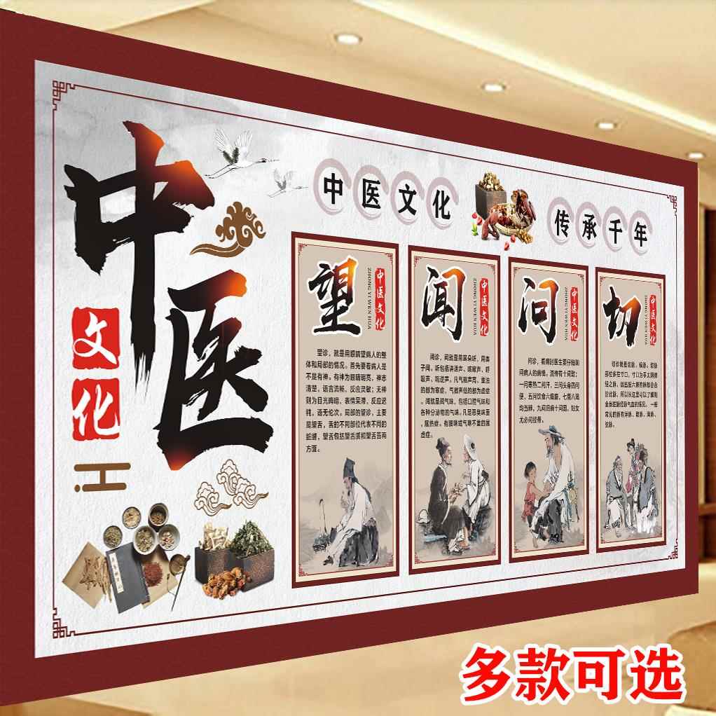 中医四诊望闻问切知识海报医院科室图片挂图中医诊所装饰墙贴画