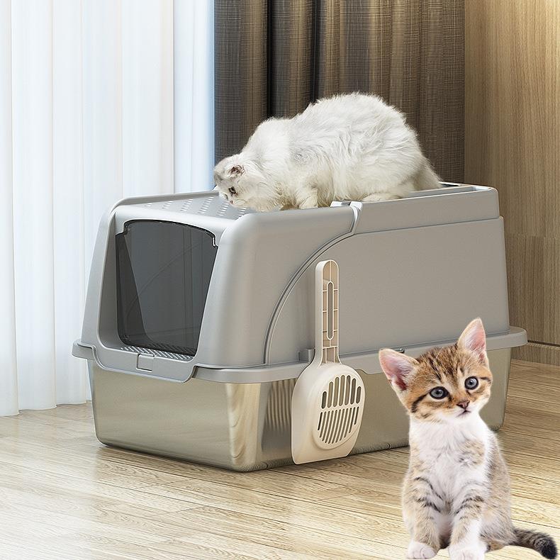 全半封闭式超大号猫咪顶入缅因布偶沙盆外溅厕所