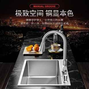 直销厨房水槽304不锈钢手工拉丝加厚单槽家用洗菜盆洗碗槽水 新款