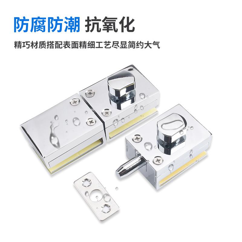 ll不锈钢玻璃门锁单双开门办公室推拉门地插销浴室淋浴房门锁免开