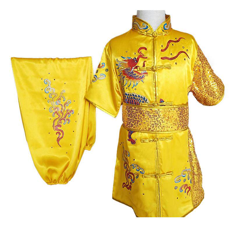 高档一儿武术服表演服装练功服比赛服中国功六夫演童出服彩刺绣龙