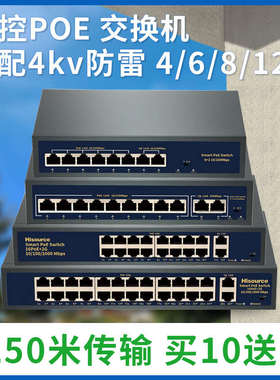 poe交换机光纤百兆千兆网络监控专用供电国标48V海康TP摄影头模块