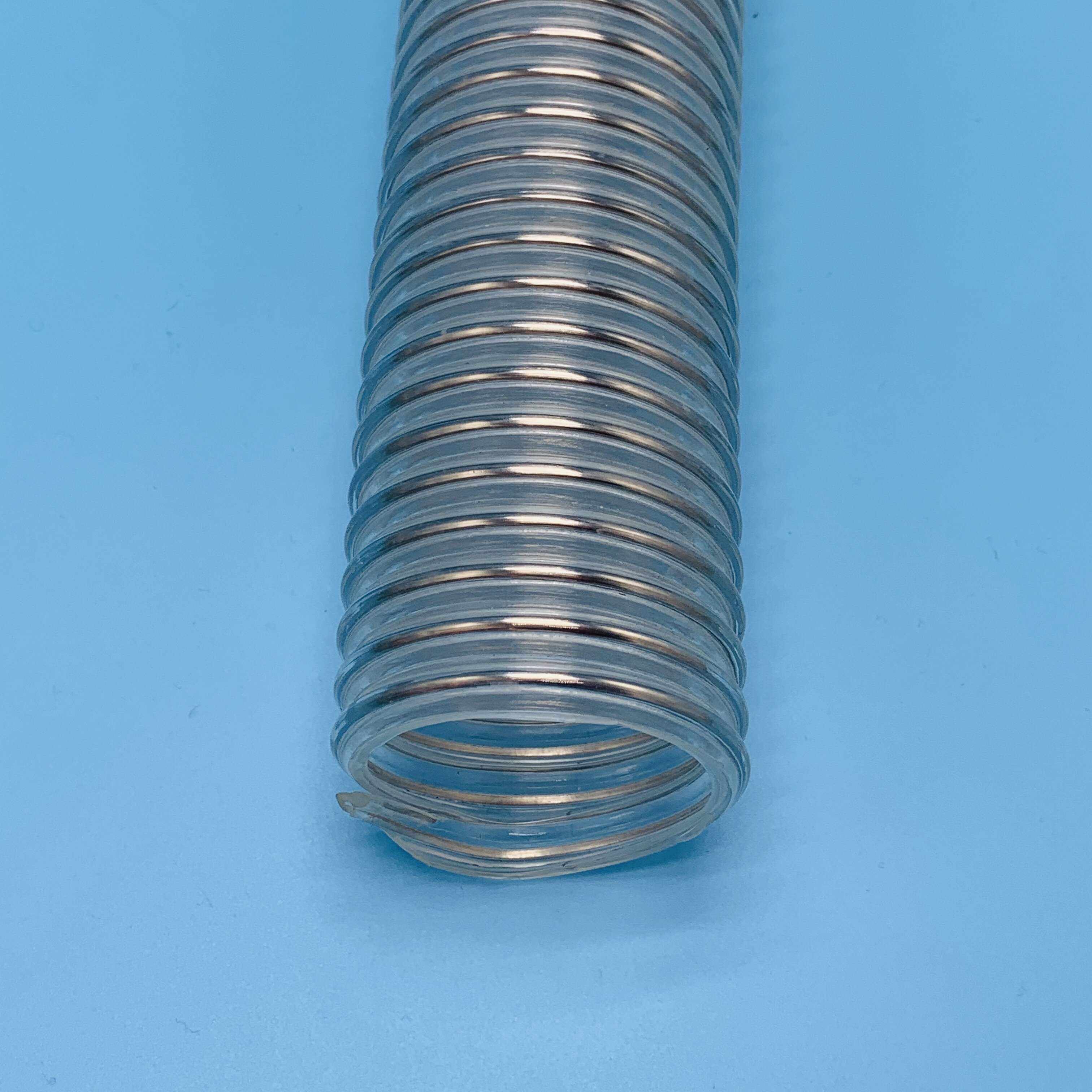 pu聚氨酯聚醚型透明耐水解耐高温不锈钢丝波纹软管高铁动车排污管