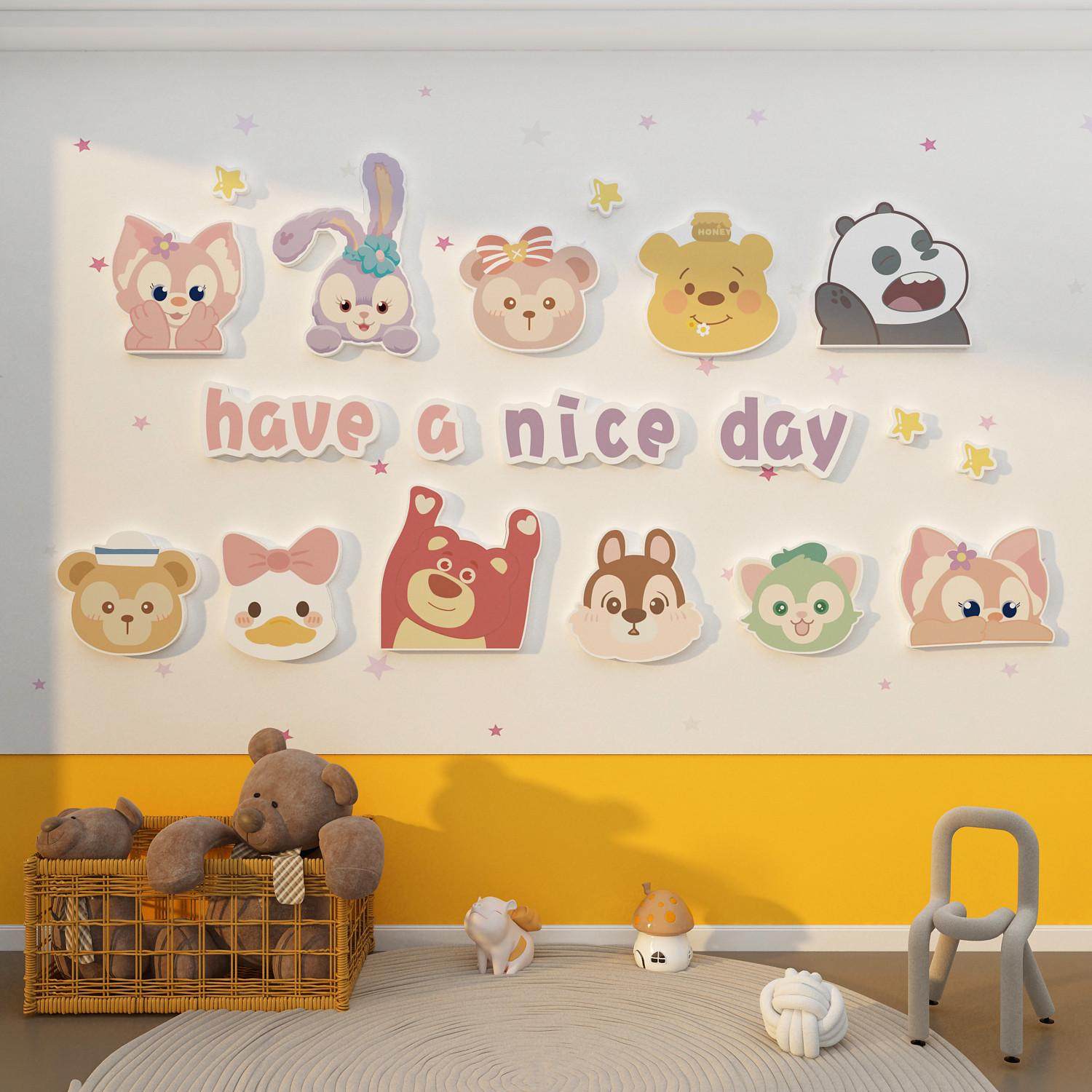 儿童小房间布置公主床头装饰网红女孩卧室改造背景墙面公仔贴纸画,家居饰品,文化墙贴,淘宝优惠券,粉丝福利购,淘宝优惠卷